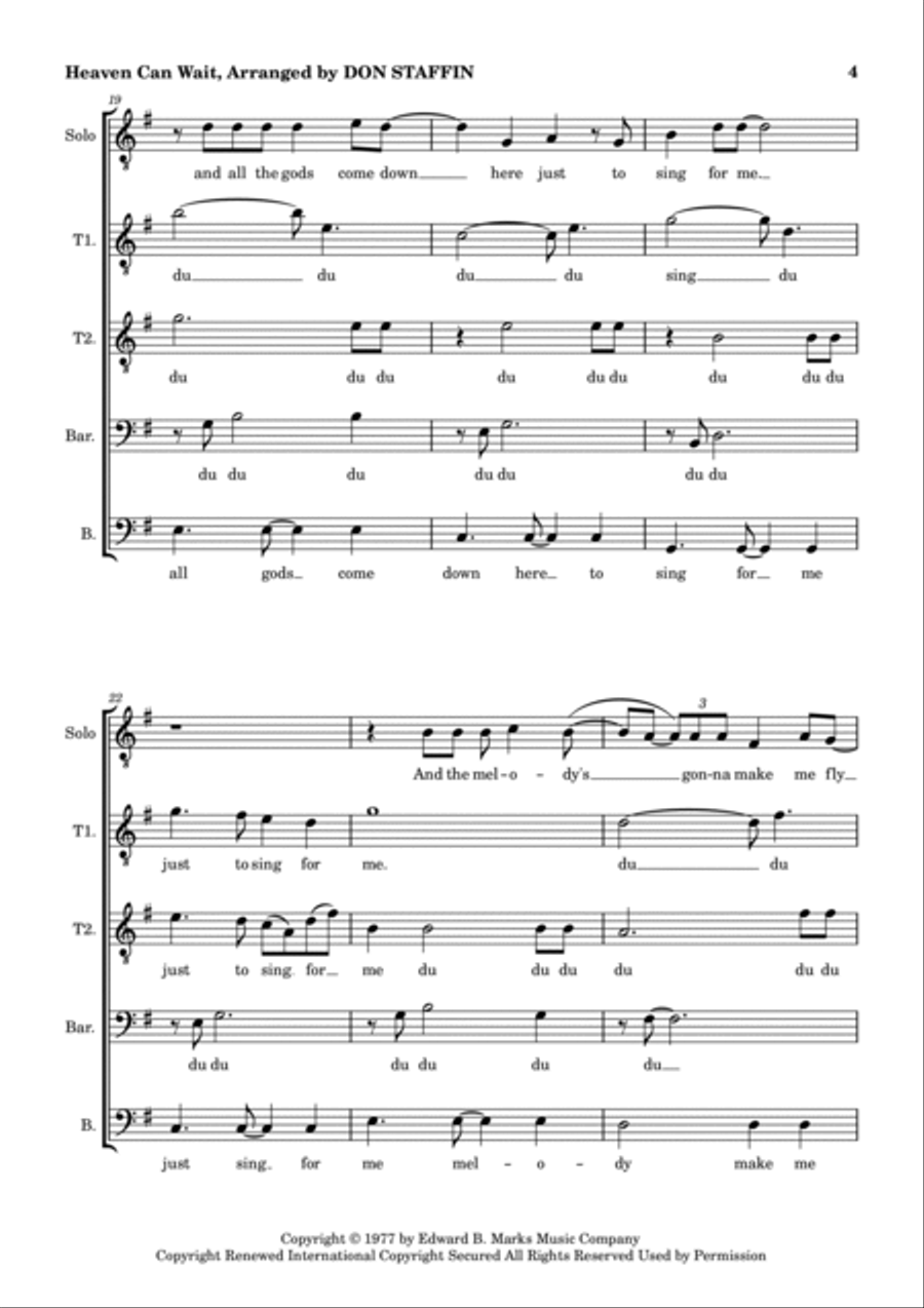 Heaven Can Wait TTBB scores gallery preview page 4