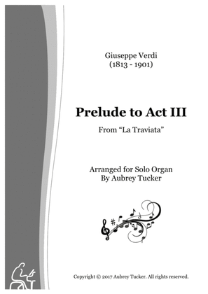 Book cover for Organ: Prelude to Act III (From La Traviata) - Giuseppe Verdi
