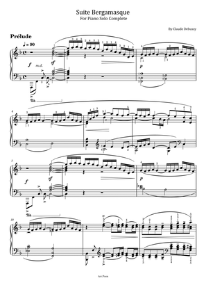 Book cover for Debussy - Prelude From Suite Bergamasque L.75 - Original With Fingered - For Piano Solo Complete