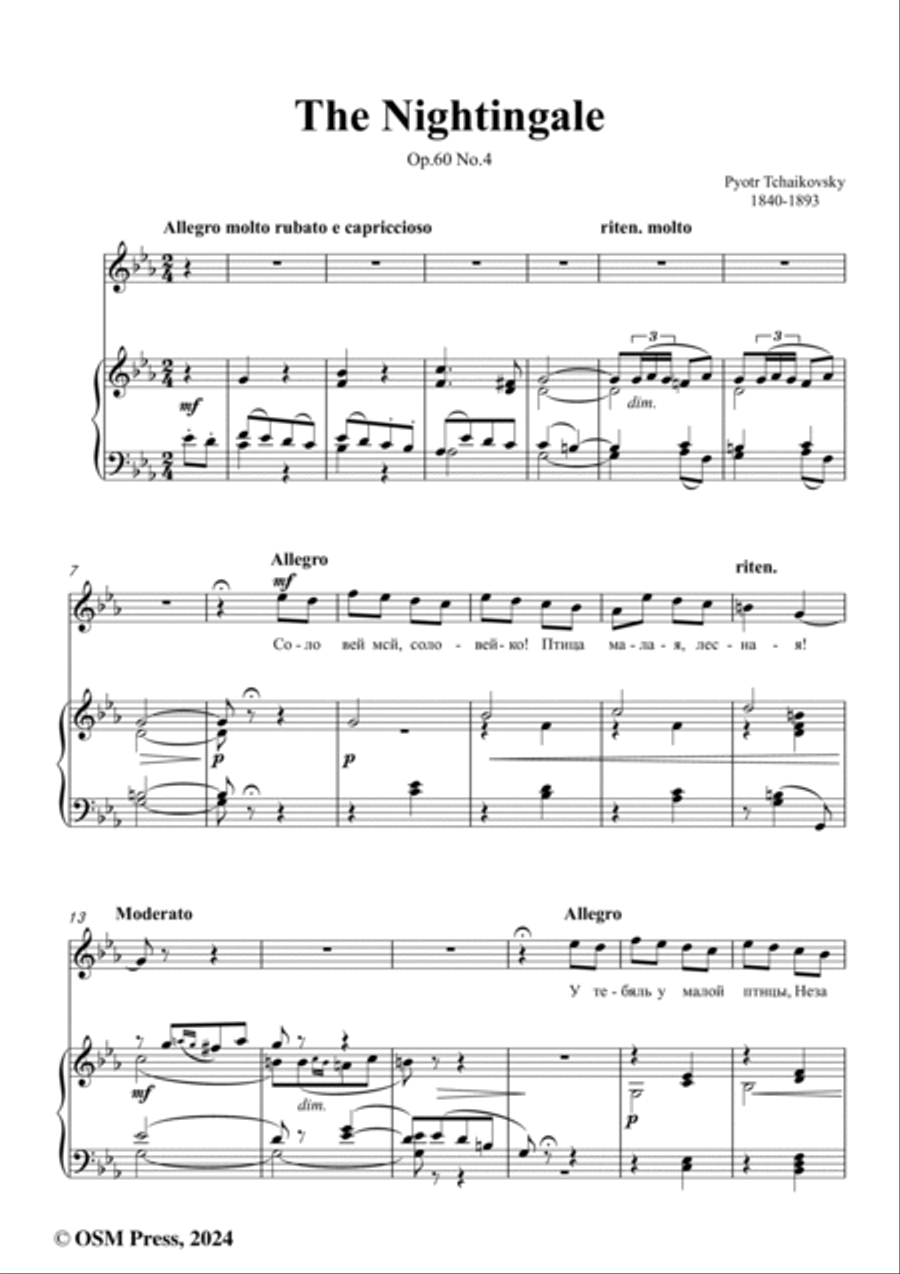 Tchaikovsky-The Nightingale,in c minor,Op.60 No.4 Voice scores gallery preview page 2