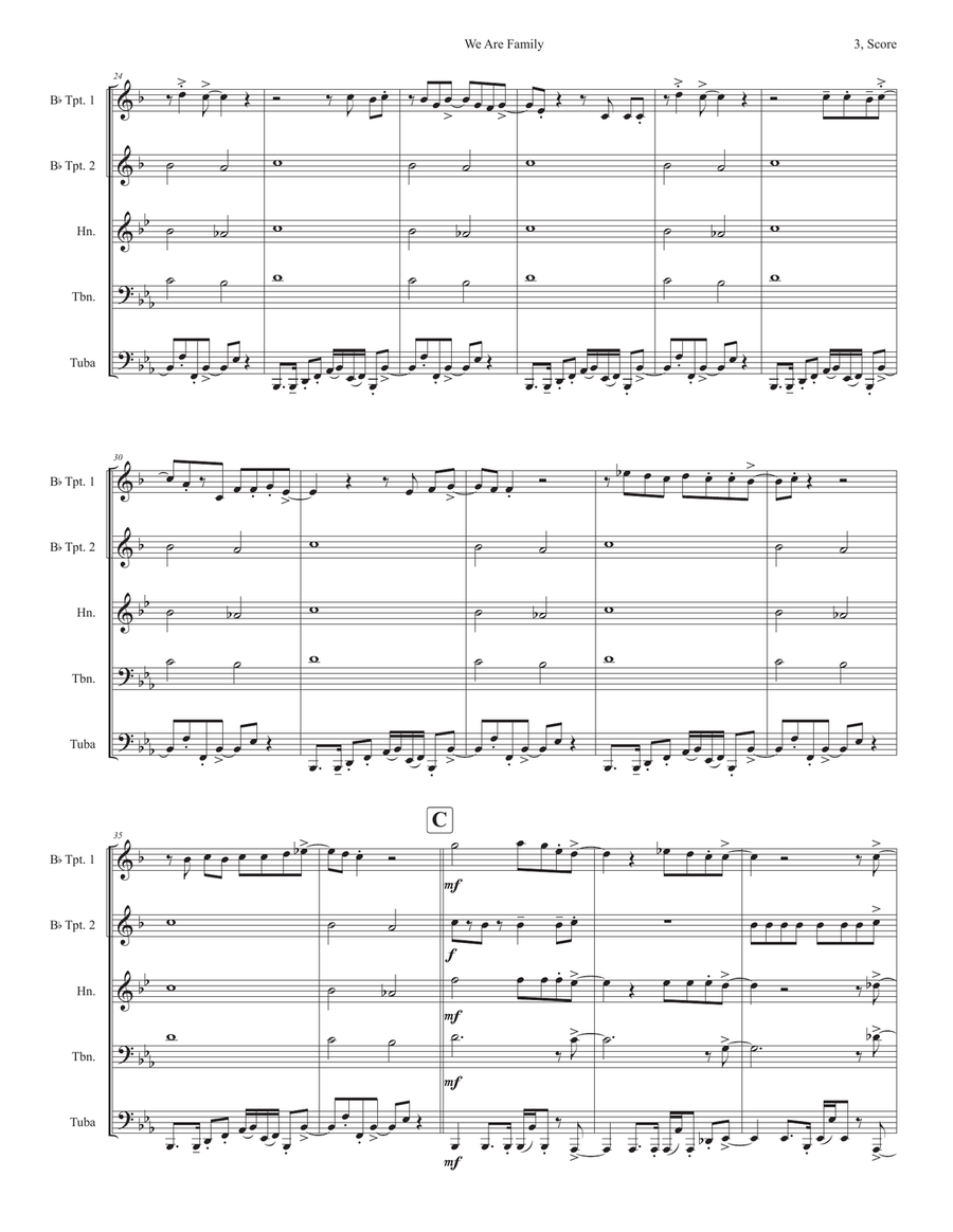 We Are Family Horn scores gallery preview page 3