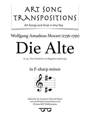 Book cover for MOZART: Die Alte, K. 517 (transposed to F-sharp minor)