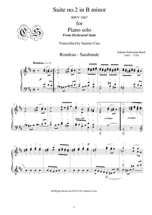 Book cover for Bach Suite no.2 in B minor BWV 1067 - 2 - 3 - Rondeau-Sarabande - Piano solo