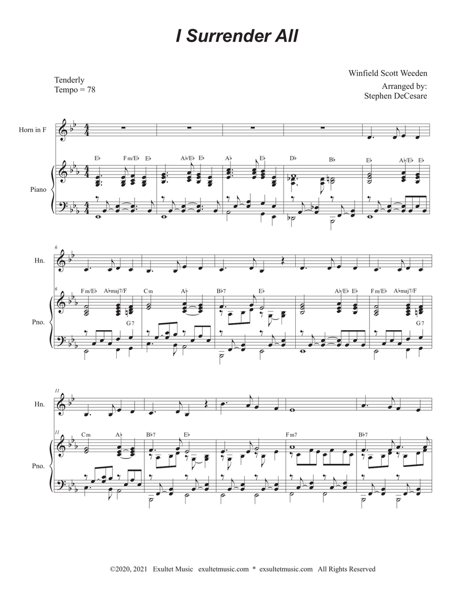 I Surrender All (French Horn solo and Piano)