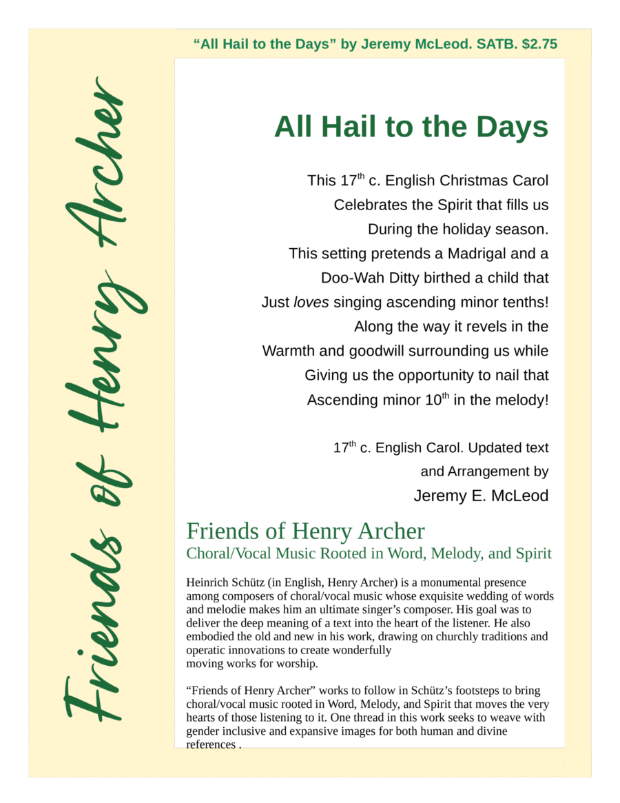 All Hail to the Days 4-Part scores gallery preview page 1
