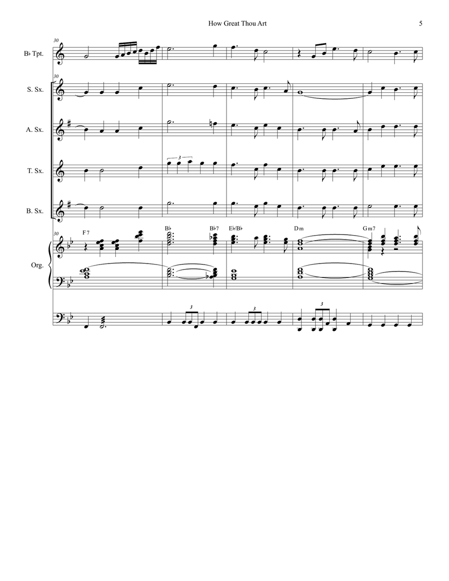 How Great Thou Art (for Saxophone Quartet - Organ Accompaniment) image number null