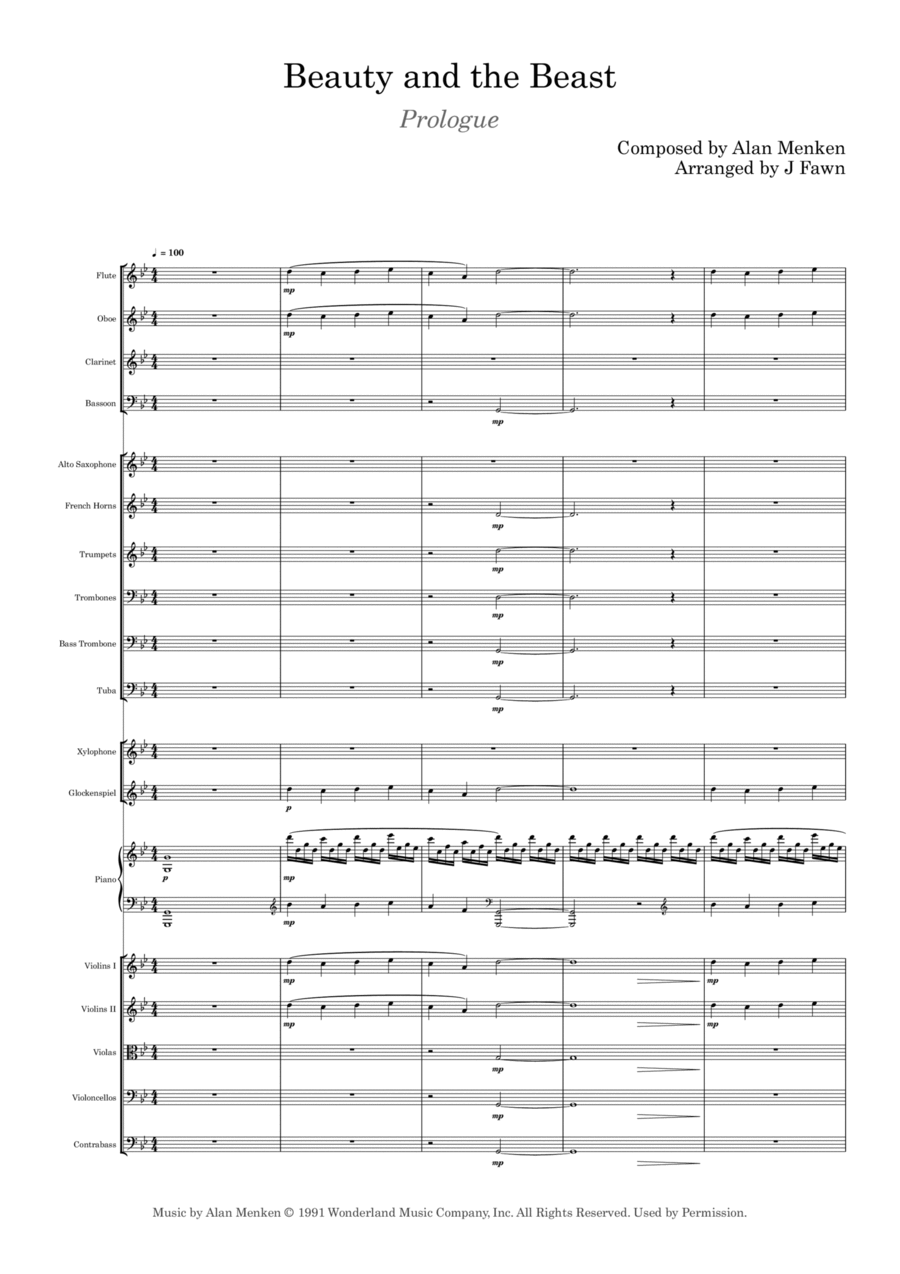 Beauty And The Beast Prologue Full Orchestra scores gallery preview page 1