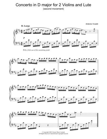 Concerto in D major for 2 Violins and Lute (second movement)