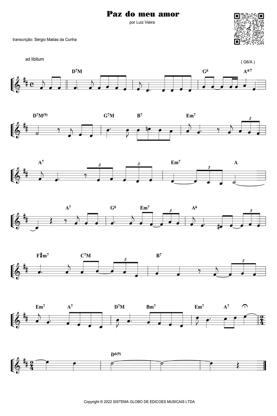 Paz Do Meu Amor Piano scores gallery preview page 1