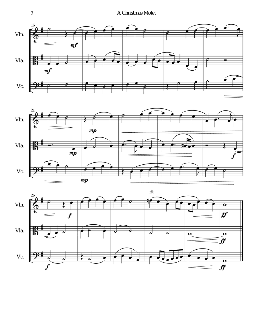 Christmas Motet (Hodie apparuit in Israel) for string trio String Trio scores gallery preview page 2