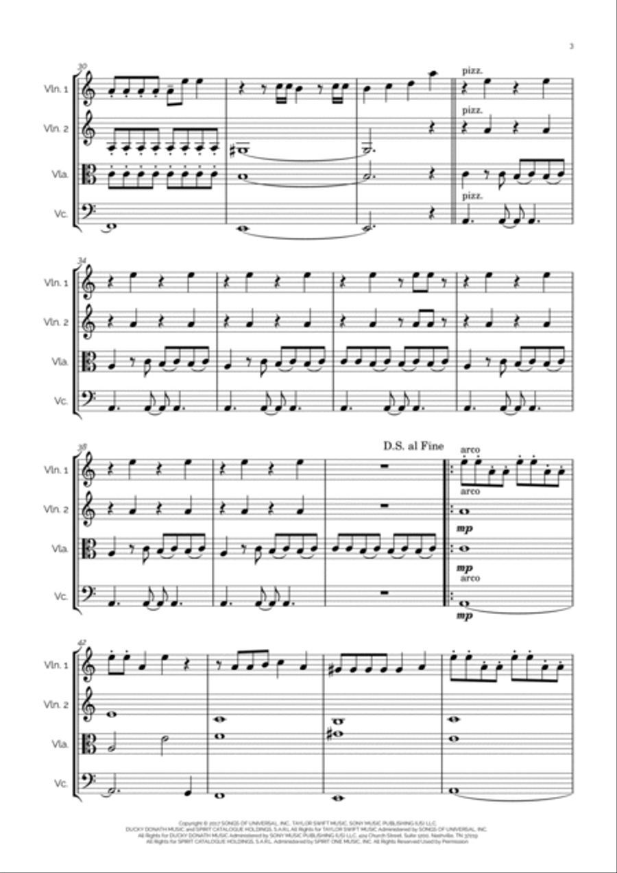 Look What You Made Me Do Look What You Made Me Do String Quartet scores gallery preview page 3