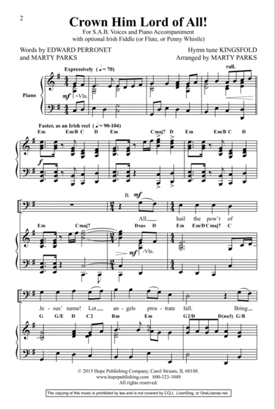Crown Him Lord of All! 3-Part scores gallery preview page 3