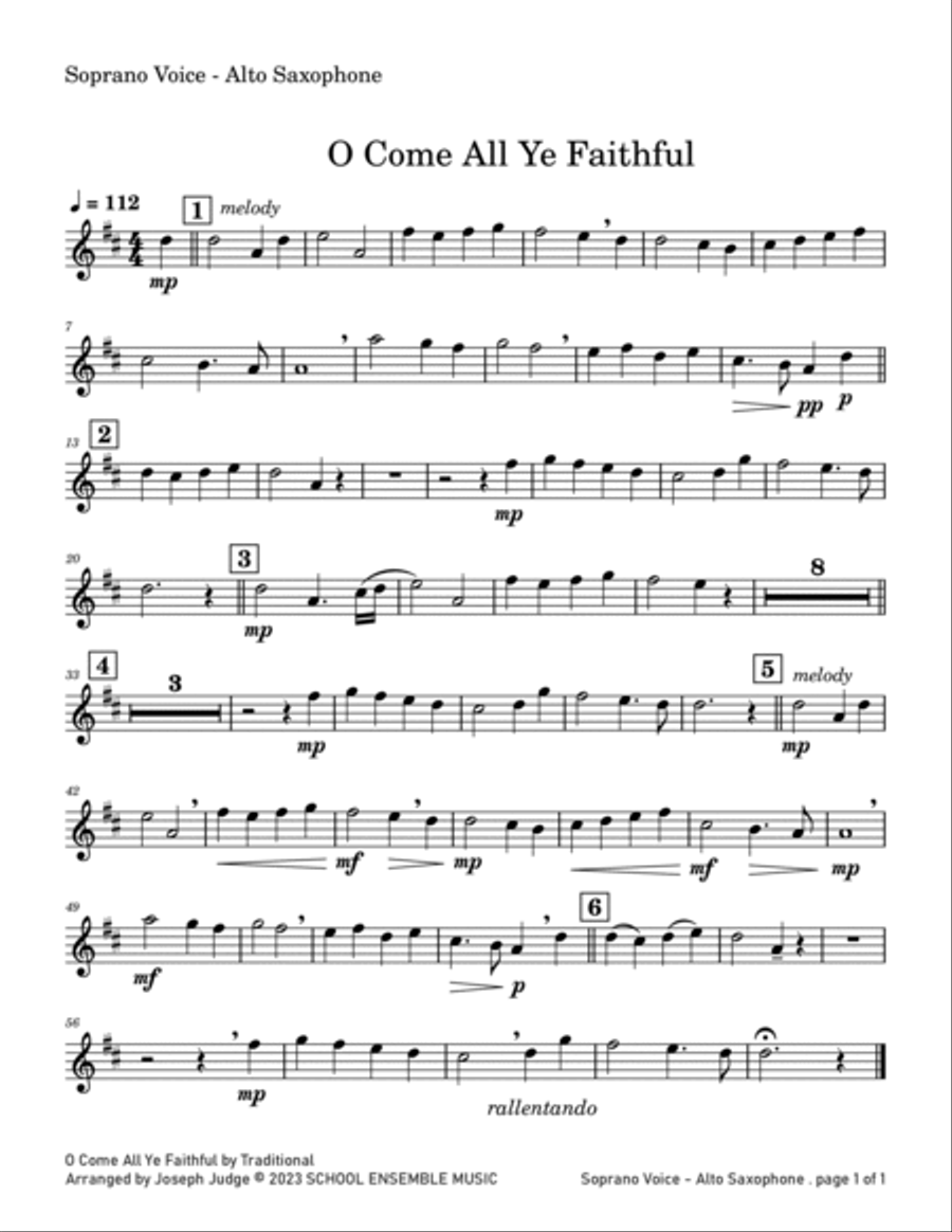 O Come All Ye Faithful for Saxophone Quartet in Schools Saxophone Quartet scores gallery preview page 5