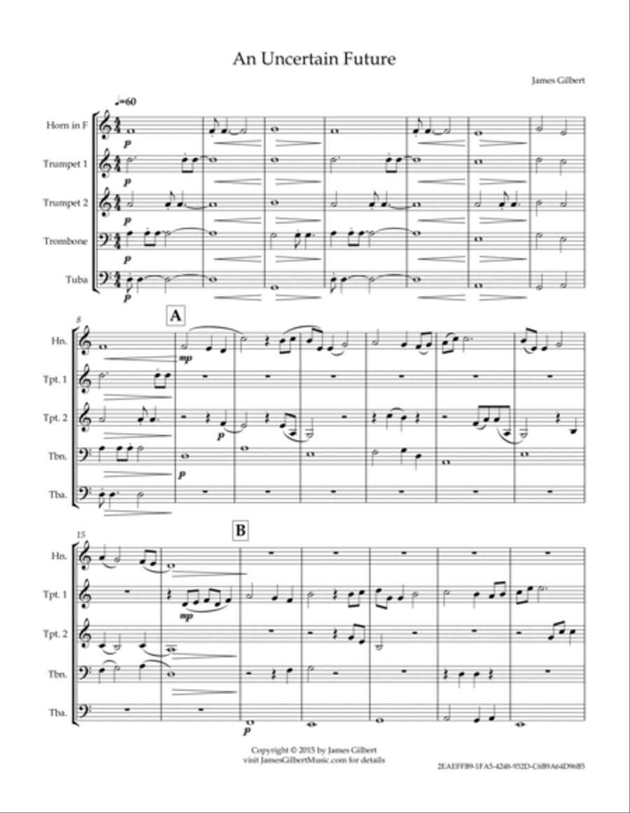 An Uncertain Future Brass Ensemble scores gallery preview page 2