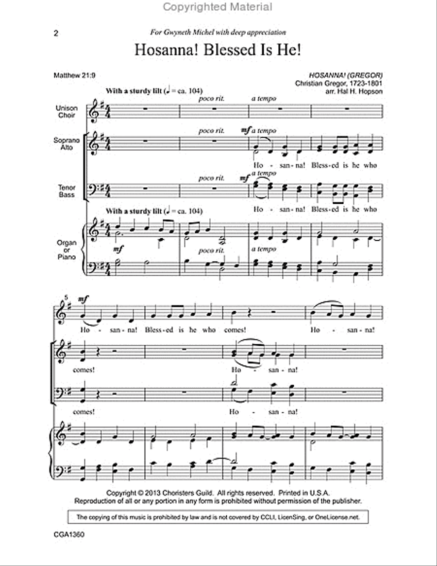 Hosanna! Blessed Is He! Hosanna! Blessed Is He! Choir scores gallery preview page 2