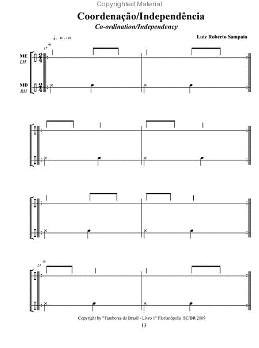 Drums of Brazil: Rebolo, Repique de Mao, Tan Tan and Multiple Percussion Drums scores gallery preview page 2