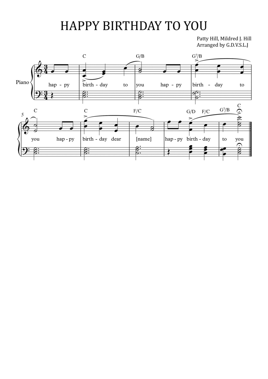 Happy Birthday to You (lvl.3) Easy Piano scores gallery preview page 1