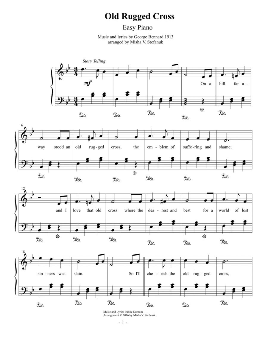 Old Rugged Cross Easy Piano Easy Piano scores gallery preview page 1