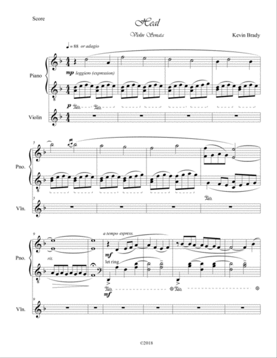 Heal (Violin Sonata) Violin Solo scores gallery preview page 1