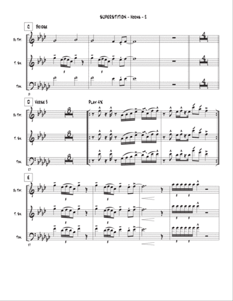 Superstition Superstition Tenor Saxophone scores gallery preview page 2