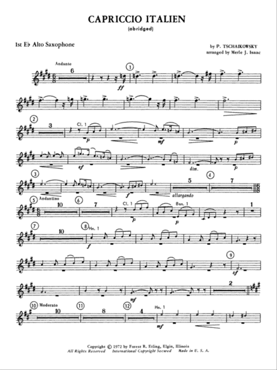 Capriccio Italienne: E-flat Alto Saxophone Full Orchestra scores gallery preview page 1