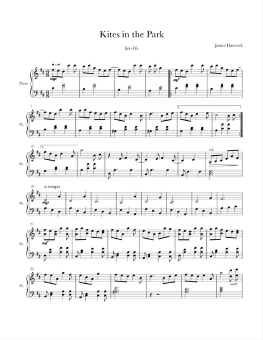 Kites in the Park Piano Solo scores gallery preview page 1