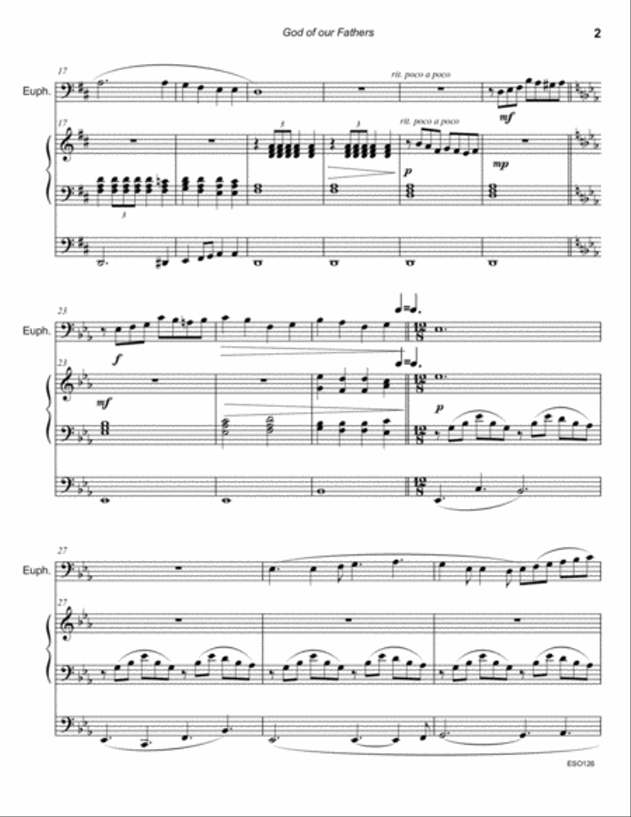 GOD OF OUR FATHERS - EUPHONIUM (Trombone) SOLO with Organ Accompaniment Small Ensemble scores gallery preview page 2