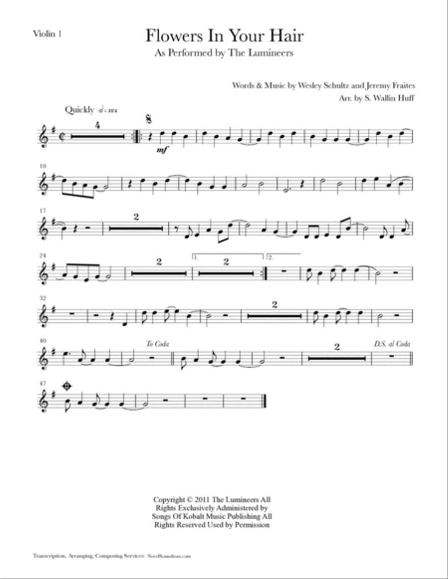 Flowers In Your Hair String Quartet scores gallery preview page 4