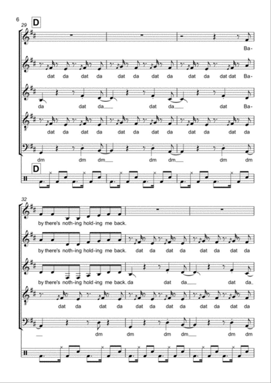 There's Nothing Holdin' Me Back 4-Part scores gallery preview page 6