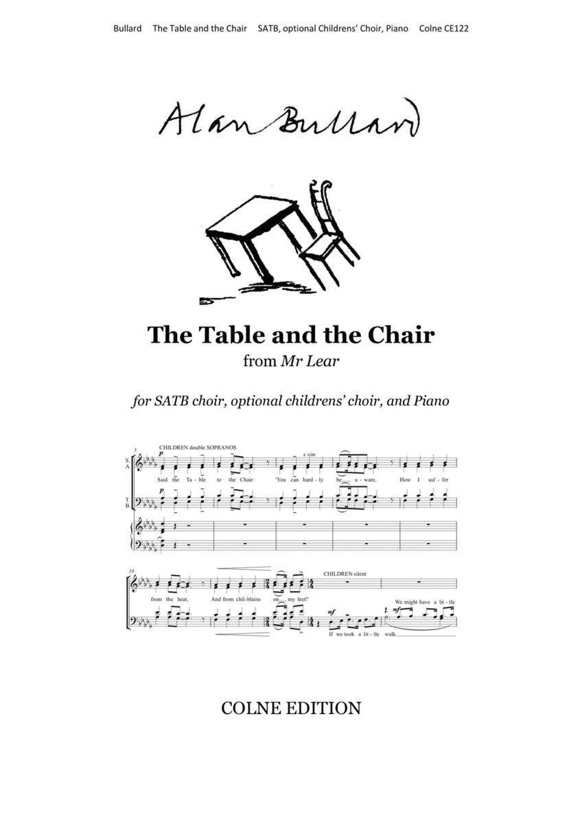 The Table and the Chair (for SATB with optional childrens' choir) image number null