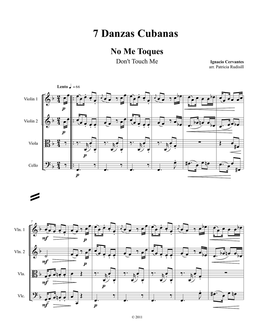 7 Danzas Cubanas, SCORE for string quartet image number null