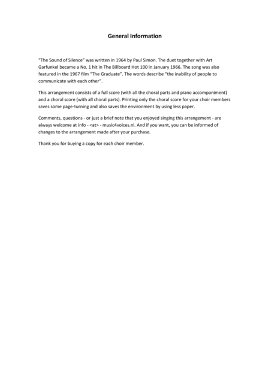 The Sound Of Silence TTBB scores gallery preview page 2