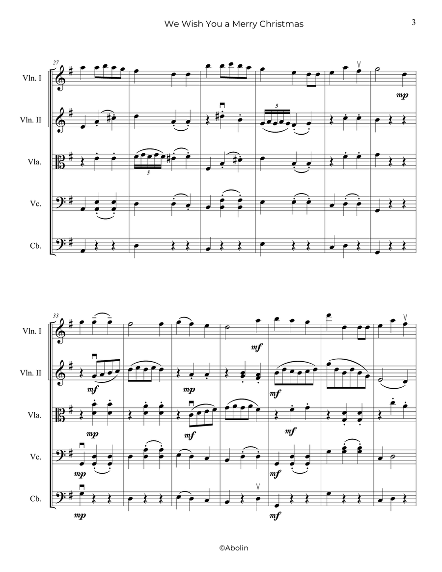 We Wish You a Merry Christmas - String Orchestra String Orchestra scores gallery preview page 4