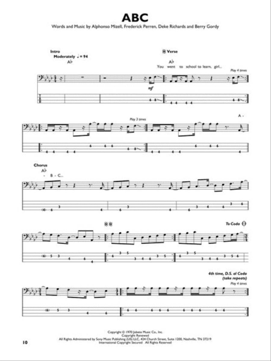 The Bassist's Fake Book Bass Guitar Tablature scores gallery preview page 7