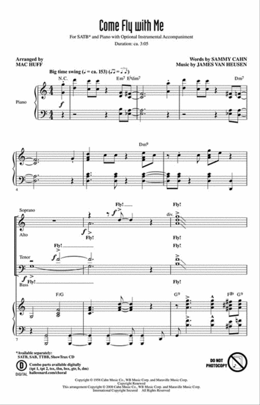 Come Fly with Me Come Fly with Me 4-Part scores gallery preview page 2
