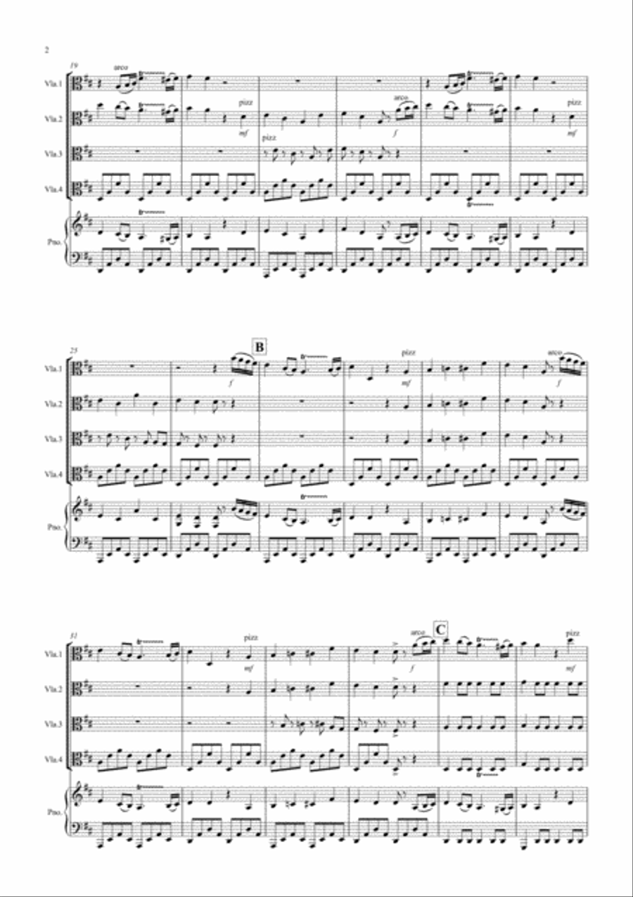 Chinese Dance (Fantasia from Nutcracker) for Viola Quartet Viola Solo scores gallery preview page 2