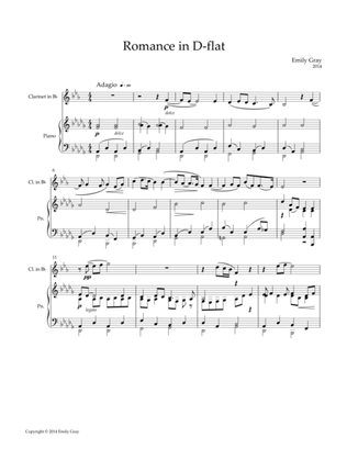 Book cover for Romance in D-Flat for Clarinet and Piano