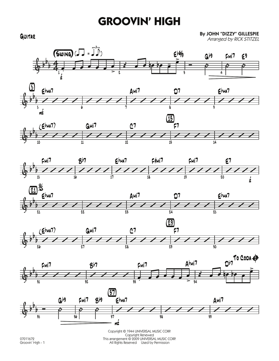 Groovin' High - Guitar Groovin' High - Guitar Jazz Ensemble scores gallery preview page 1