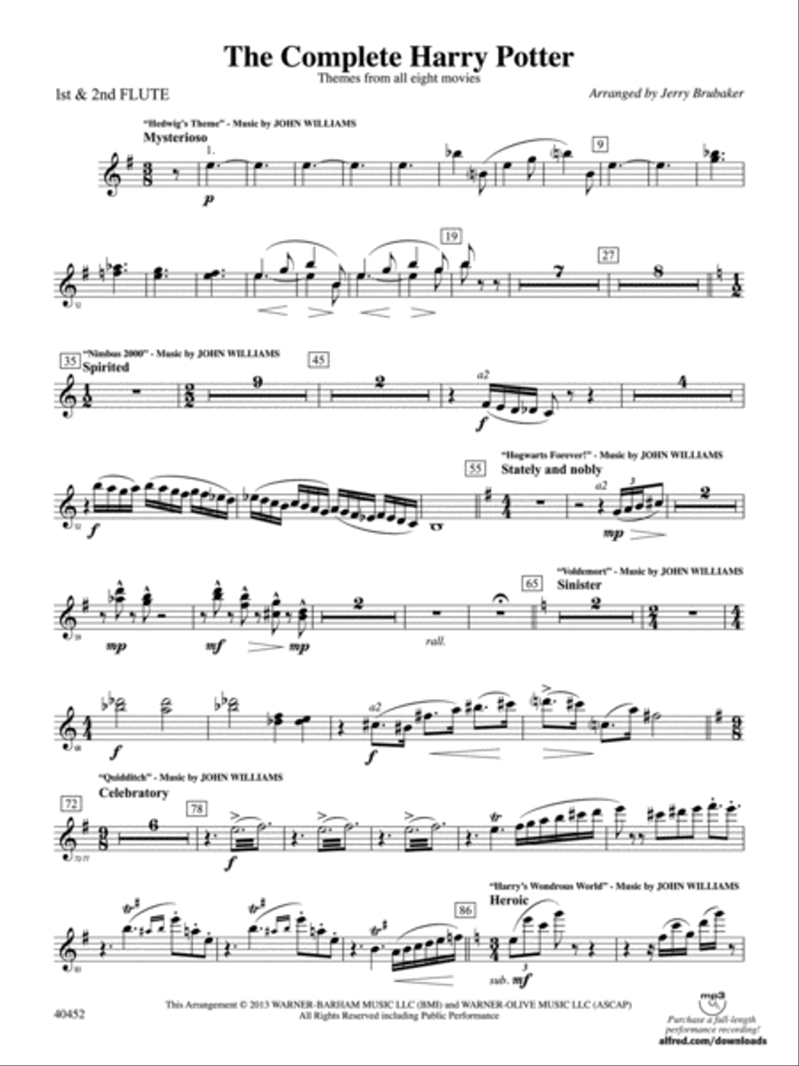 The Complete Harry Potter: Flute Full Orchestra scores gallery preview page 1