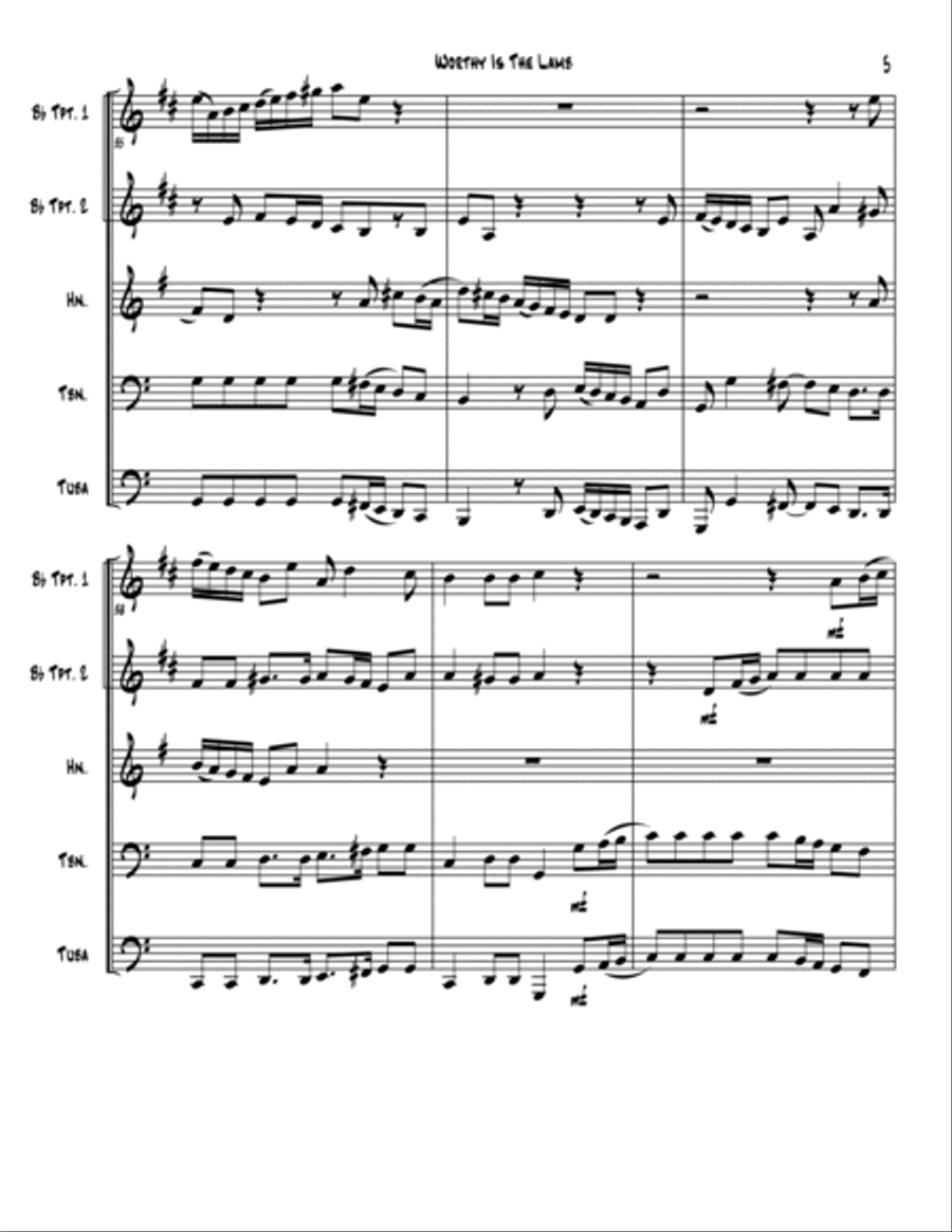 Worthy Is The Lamb Worthy Is The Lamb Brass Ensemble scores gallery preview page 5
