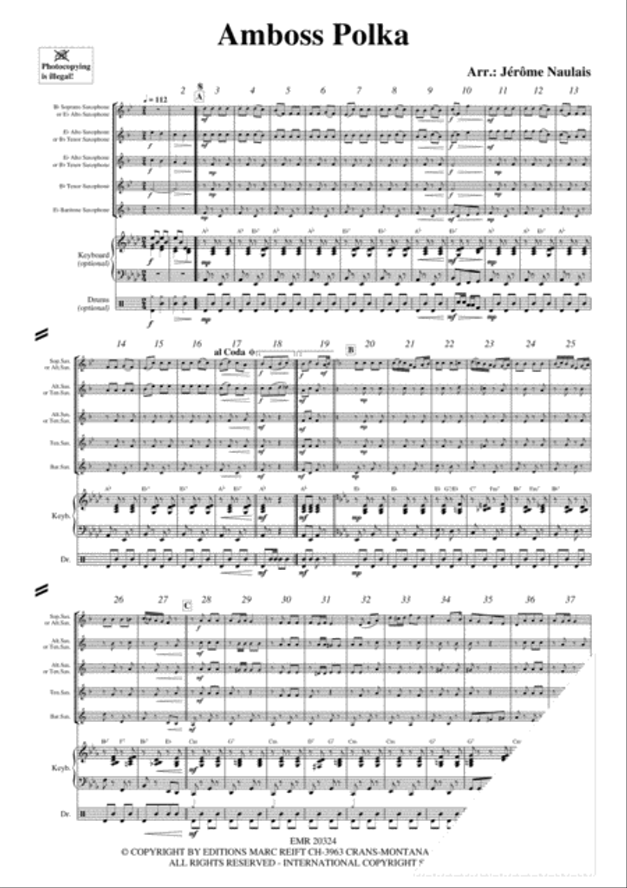Amboss Polka Saxophone Quintet scores gallery preview page 3