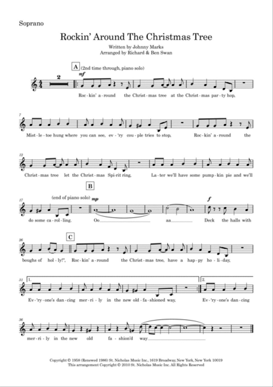 Rockin' Around The Christmas Tree 4-Part scores gallery preview page 5