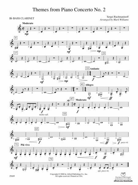 Themes from Piano Concerto No. 2: B-flat Bass Clarinet