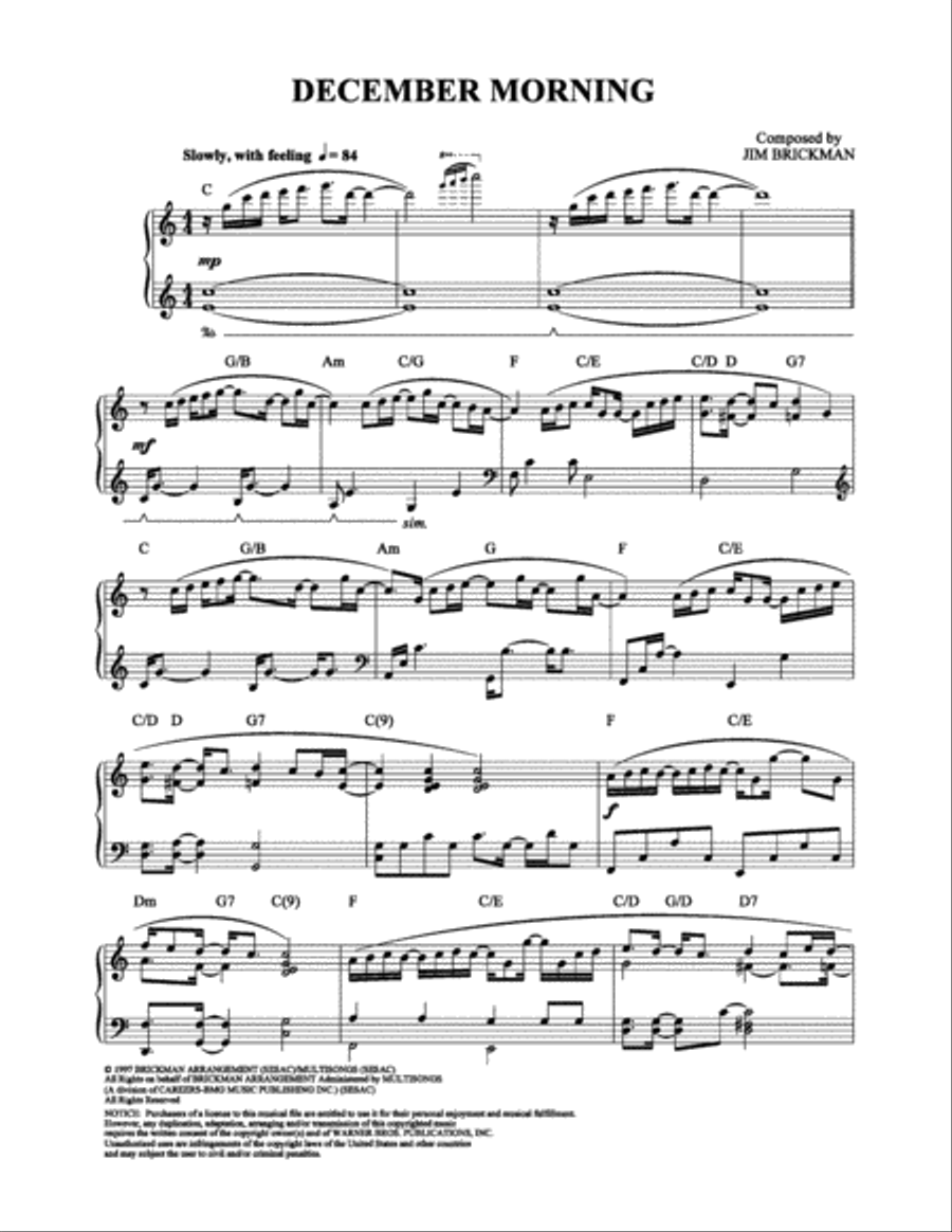 December Morning Piano Solo scores gallery preview page 1