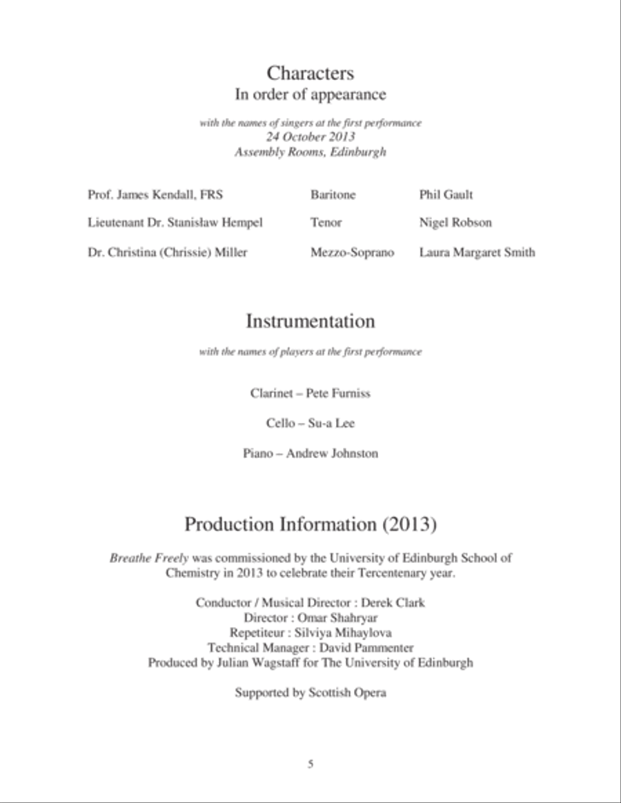 Breathe Freely - Libretto and Piano/Vocal Score Chamber Music scores gallery preview page 6