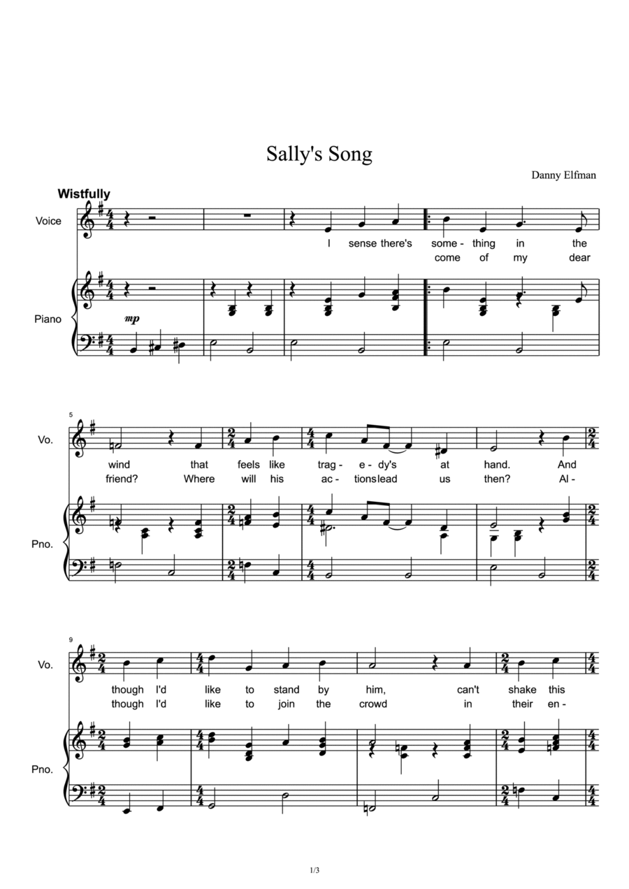 Sally's Song Voice scores gallery preview page 1