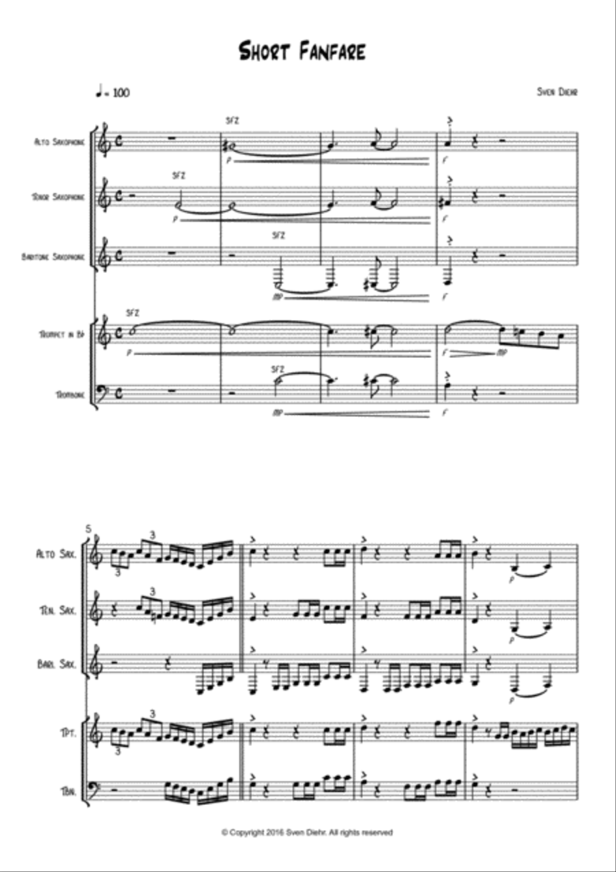 Short Fanfare Small Ensemble scores gallery preview page 1