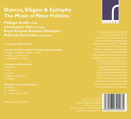Dances, Elegies & Epitaphs - The Music of Peter Fribbins