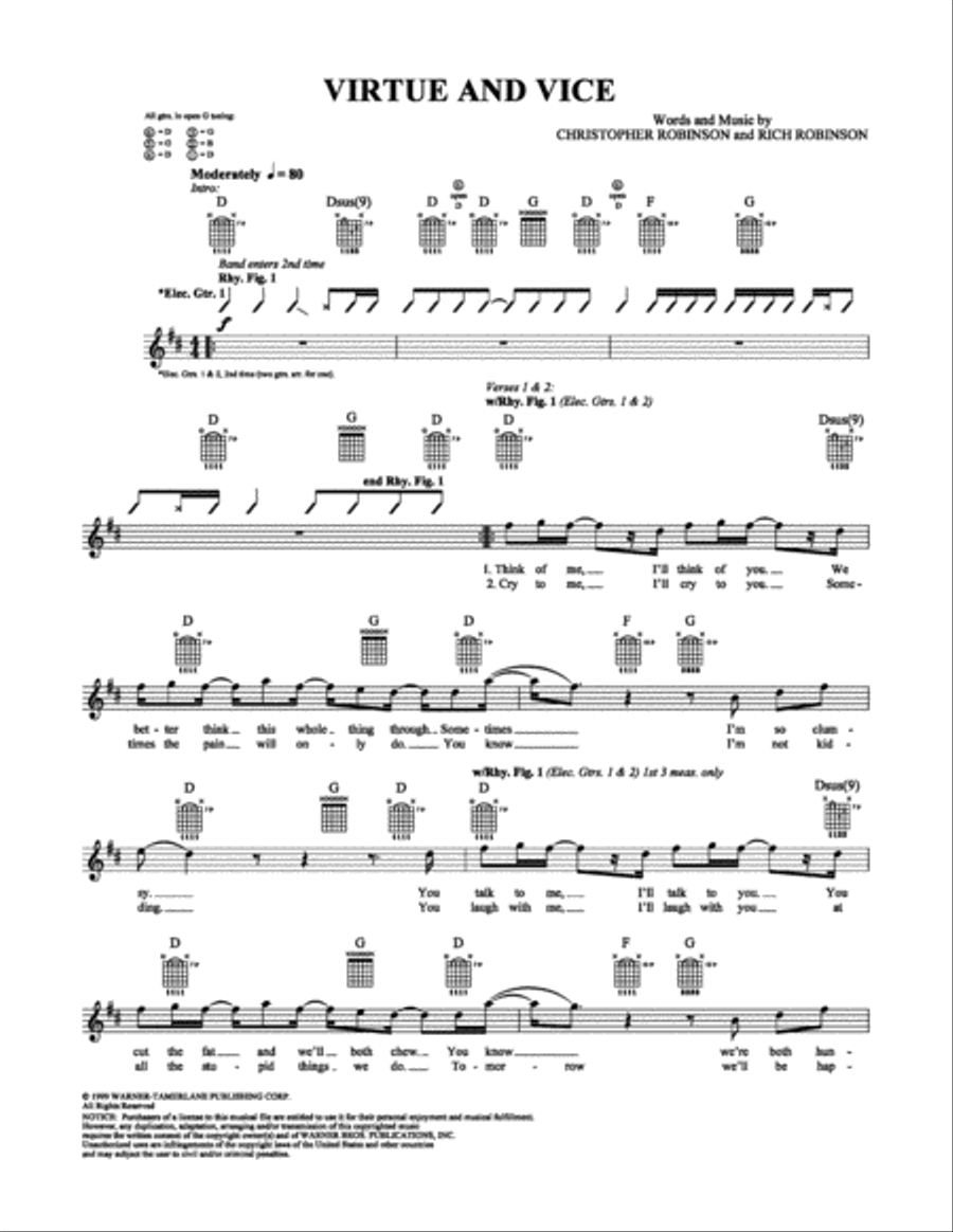 Virtue and Vice Electric Guitar scores gallery preview page 1