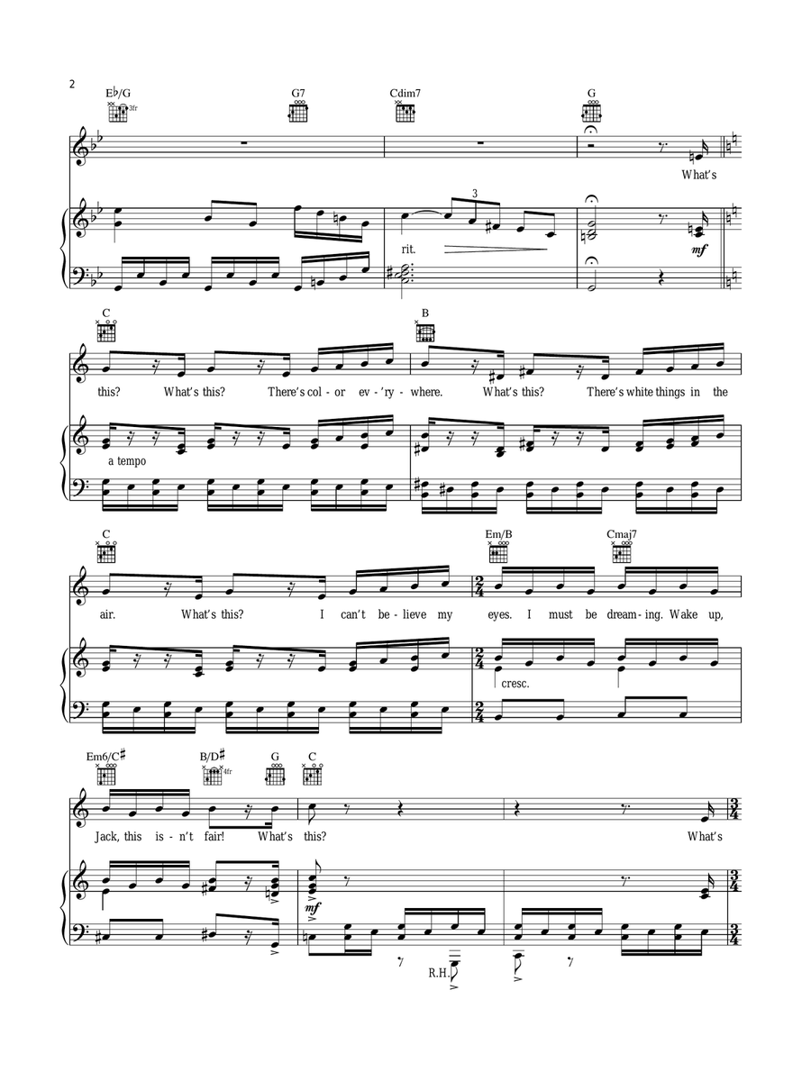 What's This? (from The Nightmare Before Christmas) Piano, Vocal, Guitar scores gallery preview page 2